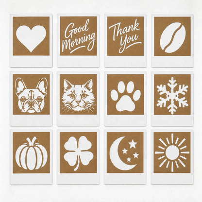 Tassenzauber Kaffee-Fotodrucker + 4-teiliges Schablonenset